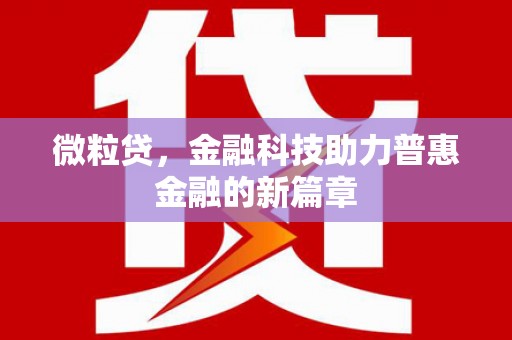 南阳微粒贷，金融科技助力普惠金融的新篇章