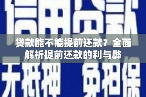 南阳贷款能不能提前还款？全面解析提前还款的利与弊