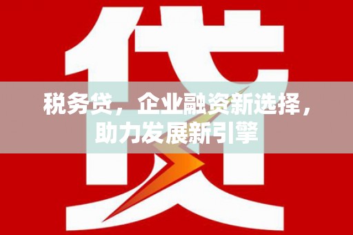 南阳税务贷，企业融资新选择，助力发展新引擎