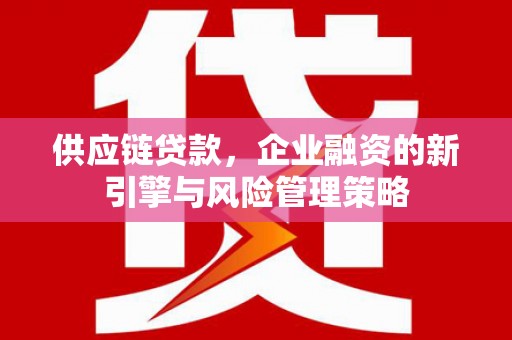 南阳供应链贷款，企业融资的新引擎与风险管理策略