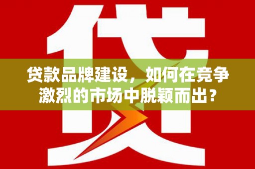 南阳贷款品牌建设，如何在竞争激烈的市场中脱颖而出？