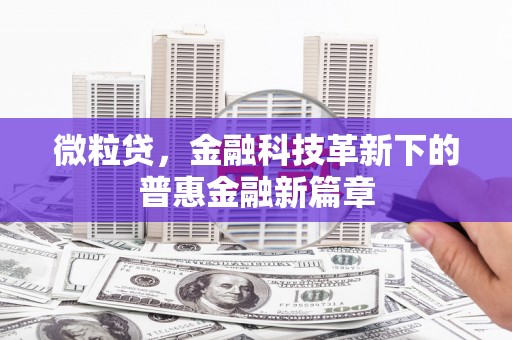 南阳微粒贷，金融科技革新下的普惠金融新篇章