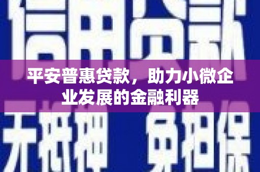 南阳平安普惠贷款，助力小微企业发展的金融利器