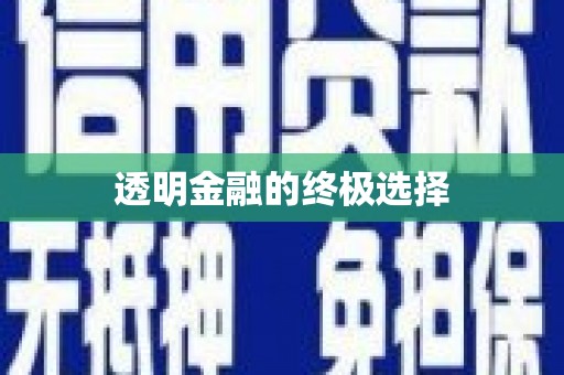 南阳透明金融的终极选择